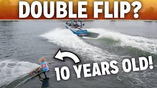 10 Year Old - Kane Ward -Throws The Double Flip - In A Wakeboard Contest!