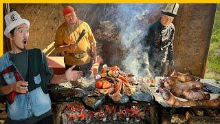 Hunter's Barbecue on Stones in Kyrgyzstan  Osh Bazaar Street Food Tour in Bishkek