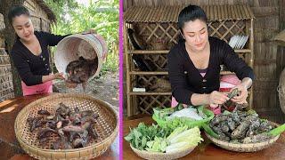 Country style cooking fish - Deep fry fish eat with Cambodia noodle - Cooking with Sreypov