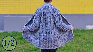 Кардиган из Alize Puffy Fine. МК 1/2 ч. Вязание без спиц и крючка. Cardigan pattern