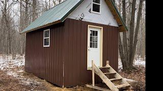 Off-Grid Cabin Build in the Woods - Part 5 - Roof and Siding Steel