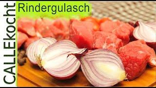 Rindergulasch selber zubereiten und kochen. Ungarisches Rezept