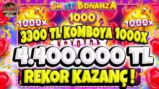Sweet Bonanza 1000 | KALBİ OLAN BU OYUNU İZLEMESİN | EFSANE KOMBOYA 1000X 4.400.000 TL HARİKA KAZANÇ
