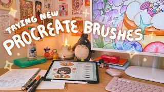 trying new procreate brushes, sketchbook doodles, cozy weekend  art vlog