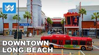 [4K] Downtown Long Beach City, California - Virtual Walking Tour  Binaural Audio