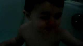 Baby Jason still in the bath.