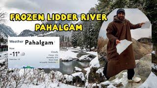 Frozen Lidder River Pahalgam| weather in Pahalgam #lidderriver #pahalgamhotels #curlyroads #pahalgam