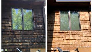 Softwashing cedar shake siding