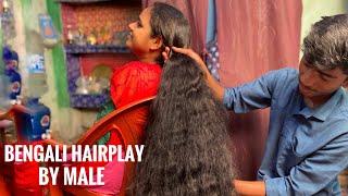 New bengali hair play Story || hair play by man || longhair style by boy || longhair lady tailor