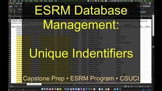 ESRM Database Management UIDs