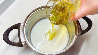 Pour olive oil into milk ️ I don’t buy it in the store anymore. Easy and fast