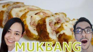 Mukbang Cordon with Ham and Cheddar Cheese ala Dimple #mukbang #cordonbleu #nasio ️