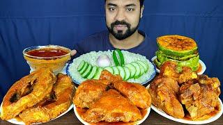 SPICY MUTTON CURRY, CHICKEN CURRY, FISH CURRY, BRINJAL FRY, GRAVY, RICE, SALAD MUKBANG EATING SHOW |