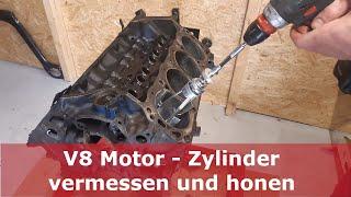 Motoraufbau Teil 2: Zylinder vermessen und honen / Kreuzschliff erneuern | Ford Mustang 289 V8