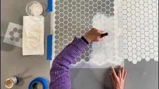 How to Paint a Floor with a Hexagon Penny Tile Pattern Floor Stencils