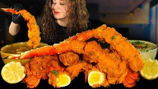 KING CRAB SEAFOOD BOIL MUKBANG | CREAMY GARLIC SAUCE | CHEESE ALFREDO SAUCE | SEAFOOD MUKBANG