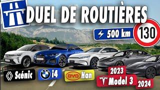 DUEL : TESLA Model 3, BMW i4, RENAULT Scénic ou BYD Han, quelle est la meilleure routière ?