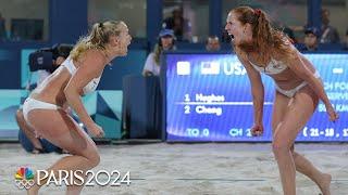 U.S.'s Kelly Cheng, Sara Hughes emerge from TOUGH test against Italy | Paris Olympics | NBC Sports