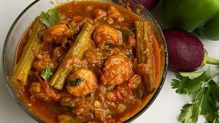 రొయ్యలు ములకాడ curry ll Prawn drumsticks curry in telugu