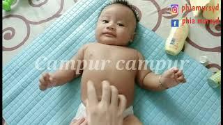 CARA MENGATASI PERUT KEMBUNG PADA BAYI // PIJAT PERUT BAYI KEMBUNG