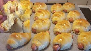 ขนมปังไส้กรอก"สูตรทำง่าย ไม่นวดแป้ง | Soft and fluffy Easy Sausage Bread Rolls Recipe