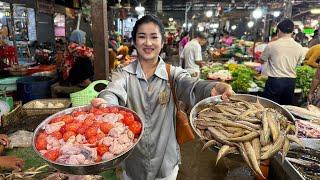 Market show : Yummy chicken ovary and long fish cooking - Cooking with Sreypov