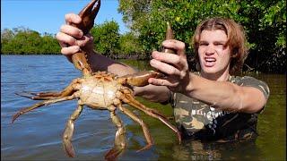 Solo MUDCRAB Catch & Cook in the MANGROVES! (Eating Only What I Catch)