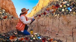 Gems Hunter In Summer, Finding Carnelian, Agate Gemstone Was Hidden In Small River.