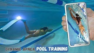 Great Dynamic Underwater Swimming Training Session at the Gym Pool  [ Freediving Bi-Fins & No Fins ]