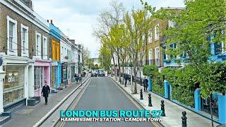 Charming London Bus Journey: Route 27 - Hammersmith to Chalk Farm | Upper Deck Neighbourhood Views 