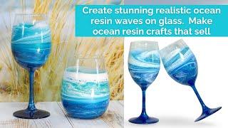 STUNNING realistic epoxy resin ocean waves on glass.  Resin craft that sells using a tumbler turner