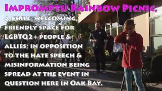 Oak Bay Rainbow Picnic LGBTQ2+ Bryn addressing misinformation from Jenn Smith (Soldiers of Odin)