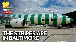 New Condor A330neo lands at BWI-Marshall, stripes and all