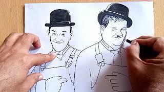 how to draw laurel and hardy king of comedy art channel 20k