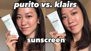 PURITO VS. KLAIRS SUNSCREEN | Purito centella green level sun vs. Klairs soft airy UV essence