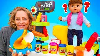Play Doh Schule mit Nicole - Video für Kinder | Kinder Atelier. Obst und Gemüse aus Knete.