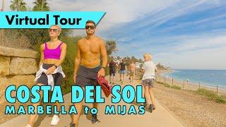 Mijas Costa beach front tour - Marbella to La Cala de Mijas board walk immersive virtual bike ride