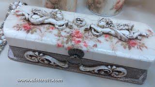 Decoupage Tutorial Vintage Box Crackle Paint   Air Dry Clay ideas