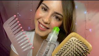 ASMR en Español - Peinándote y Dándote un Masaje Capilar PARA DORMIR  (Sonidos Sobrepuestos)