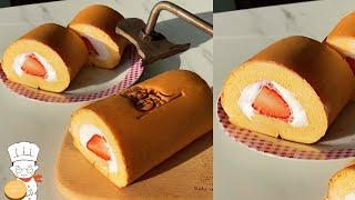 Strawberry Cake Roll | Japanese Swiss Roll | Dojima Roll