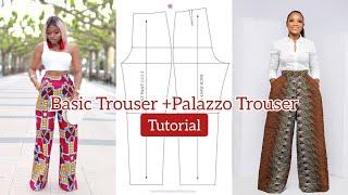 BASIC TROUSER BLOCK + How to create a PALAZZO TROUSER pattern from it (DETAILED TUTORIAL)