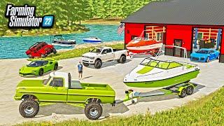 BUILDING A MILLION-DOLLAR LAKE HOUSE! (CUSTOM BOAT RAMP & DOCK) | FARMING SIMULATOR 22