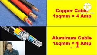 Conductor size, aluminium and copper cable current carrying capacity, Insulation size