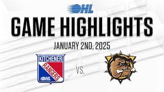 OHL Highlights: Kitchener Rangers @ Brantford Bulldogs Jan 2. 2025