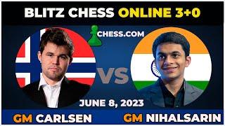 Magnus Carlsen vs GM Nihal Sarin | Blitz Match 3+0 | ChessCom | June 8 2023