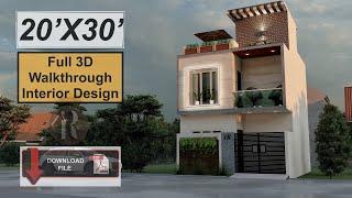 20X30 Feet Duplex House Design | 600 Sqft House Plan | 3 Bedroom House Design