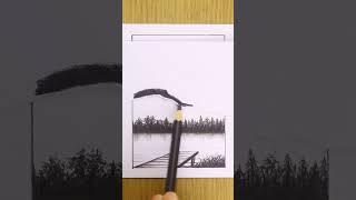  Charcoal pencil drawing idea || Pencil shading video || Scenery sketch with pencil