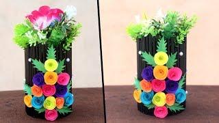 Newspaper Flower Vase DIY Newspaper Crafts Best out of Waste -#DIY