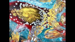 MUST SEE ~MOST BEAUTIFUL PAINTING I've EVER MADE | Plumes Golden Bird Feathers | Acrylic Dirty Pour