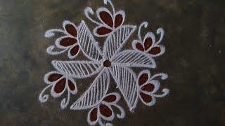 Beginners beautiful design// simple and easy design rangoli// kaalai thendral kolangal pavithra